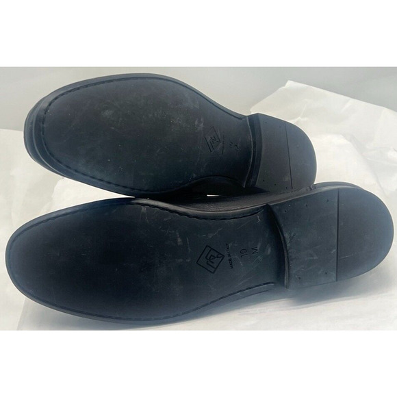 Monte Rosso Shoes Black Leather Slip On Casual Dress Bit Loafers Mens Size 10 M